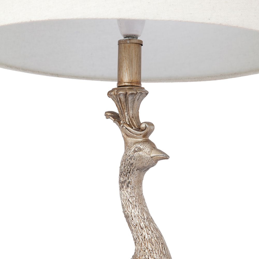 Peacock Table Lamp Gold Base With White Shade - 11627