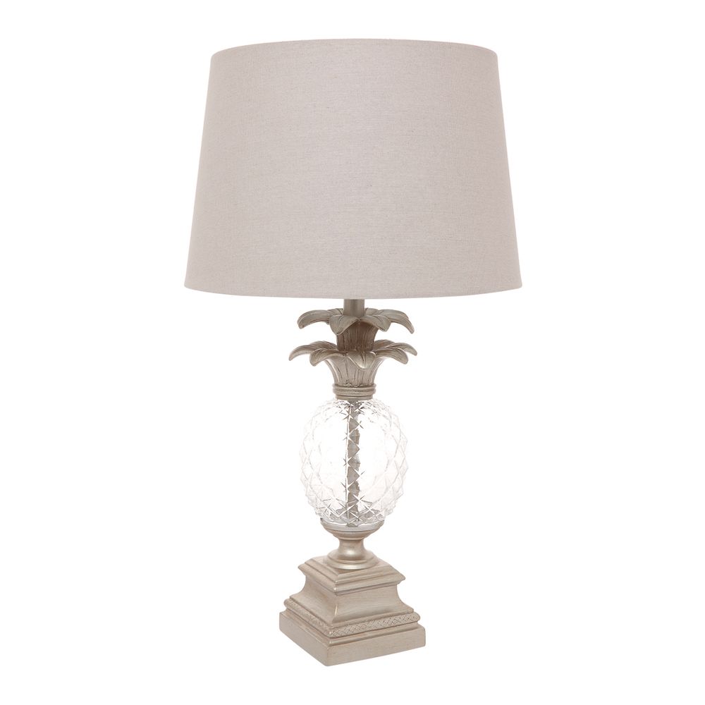 Langley Table Lamp Antique Silver Base With Grey Shade - 11628