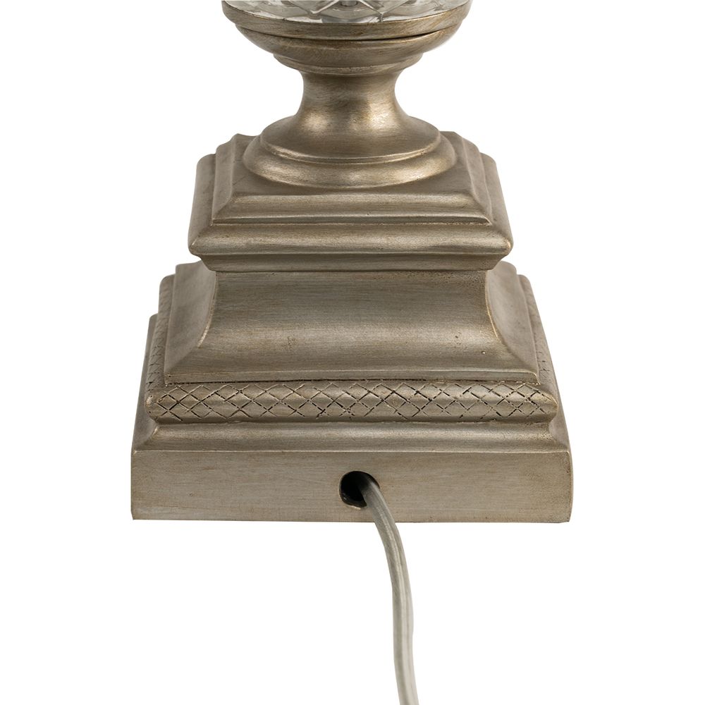 Langley Table Lamp Antique Silver Base With Grey Shade - 11628