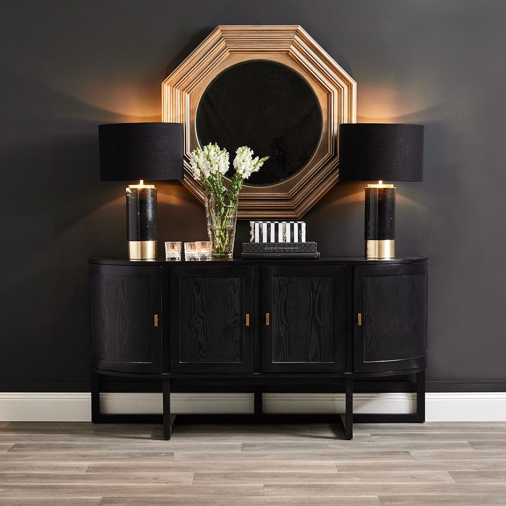 Paola Table Lamp Black & Brass Base With Black Shade - B11651