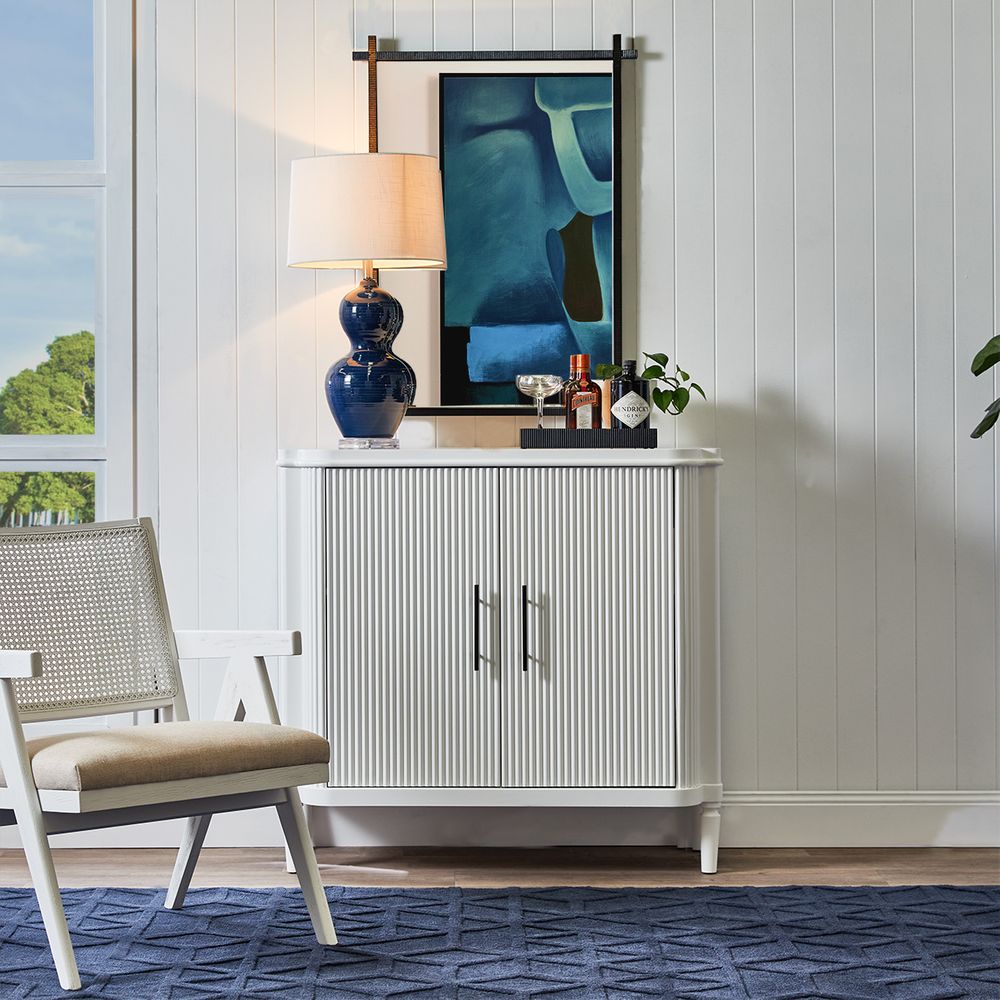 Bronte Table Lamp Blue Base With White Shade - 11682