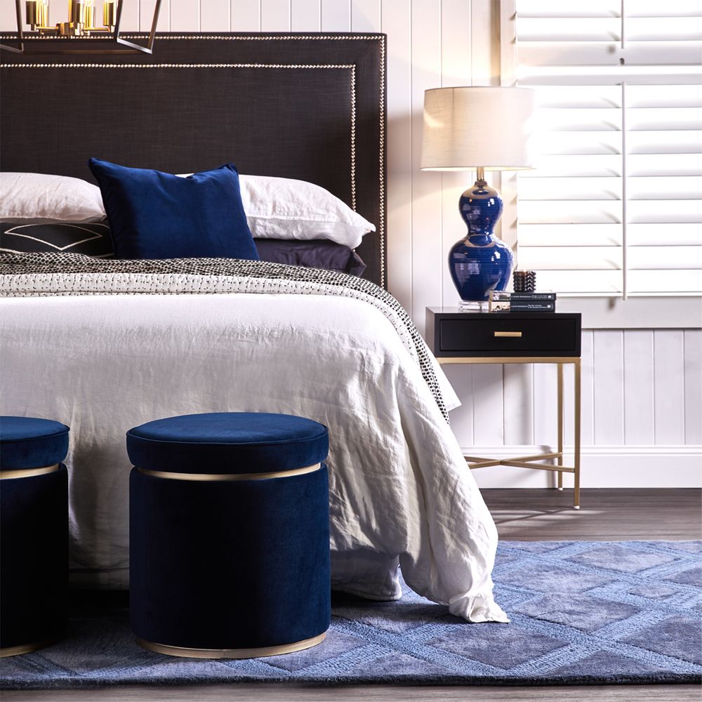 Bronte Table Lamp Blue Base With White Shade - 11682