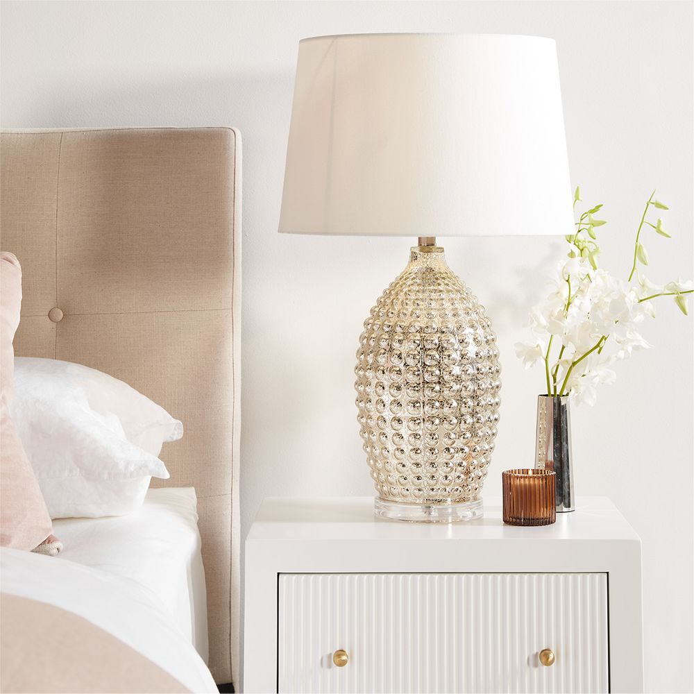 Tabitha Table Lamp Mercury Glass Base With White Shade - 11683