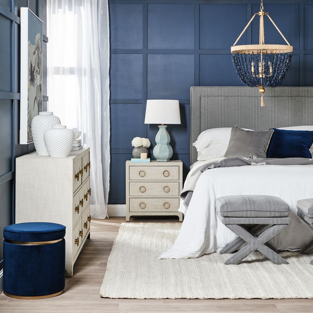 Erica Table Lamp Blue Base With White Shade - 11923