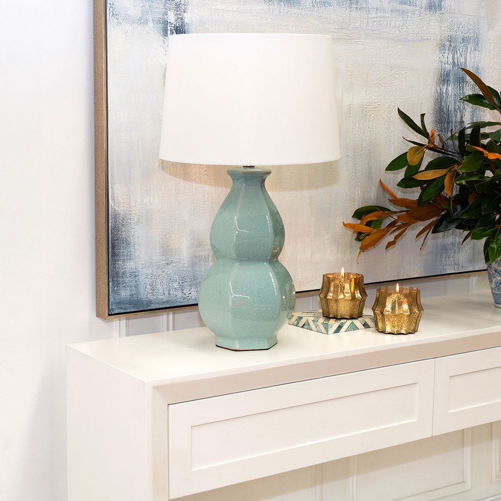 Erica Table Lamp Blue Base With White Shade - 11923
