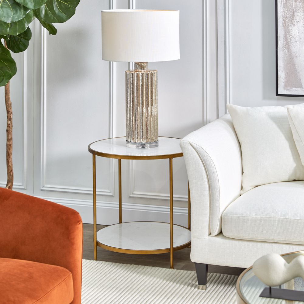 Allure Table Lamp Mercury Glass Base With White Shade - 11907