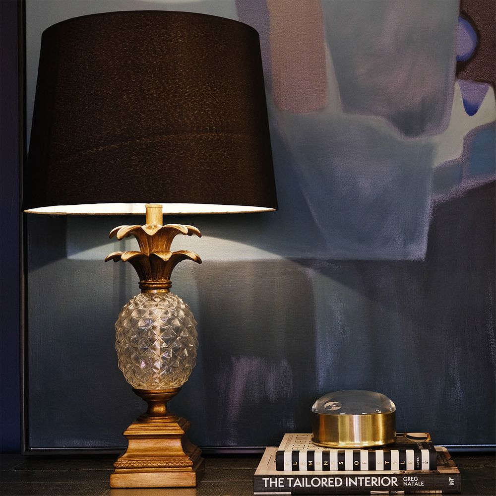 Langley Table Lamp Antique Gold Base With Black Shade - 11676