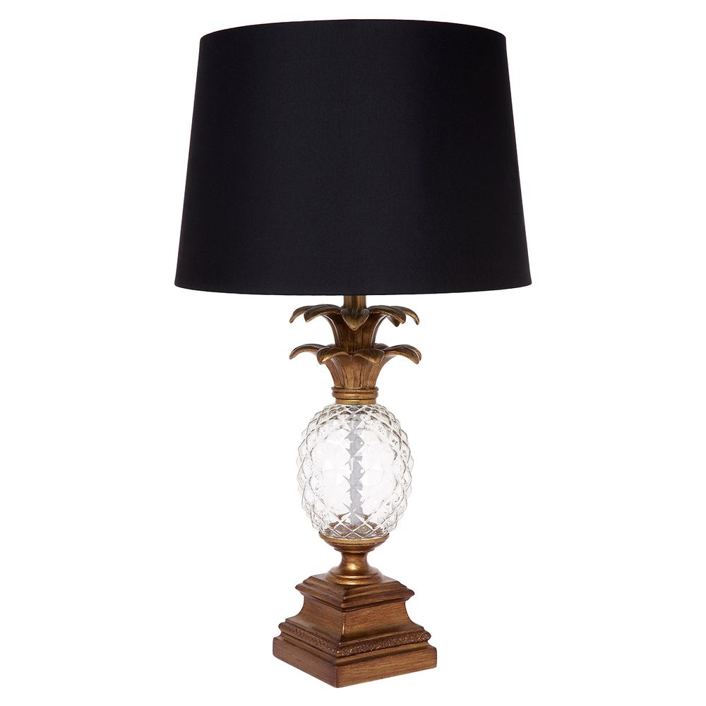 Langley Table Lamp Antique Gold Base With Black Shade - 11676