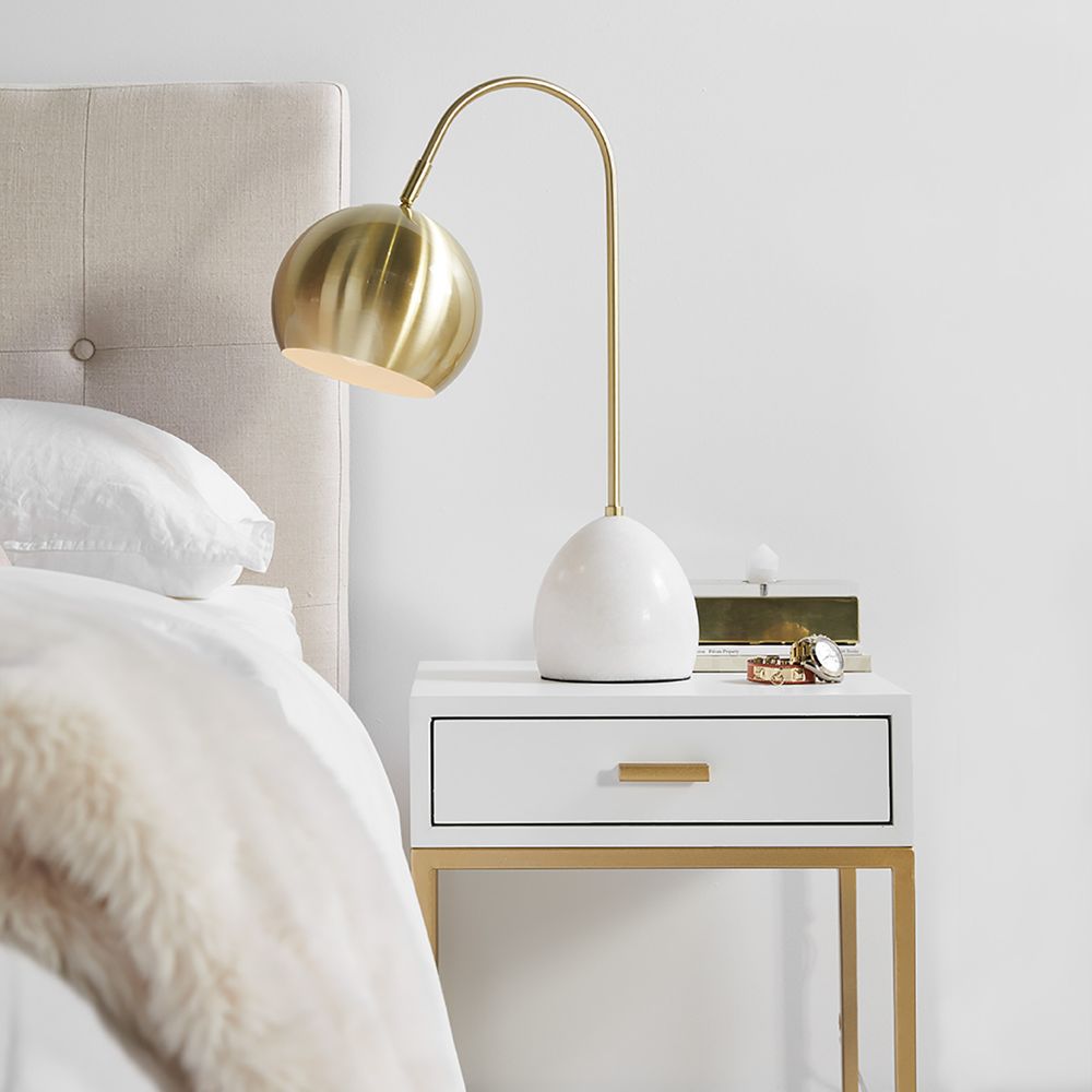 Swift Table Lamp White Base With Brass Shade - 11737