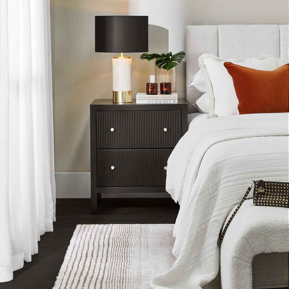 Paola Table Lamp White Base With Black Shade - B11554