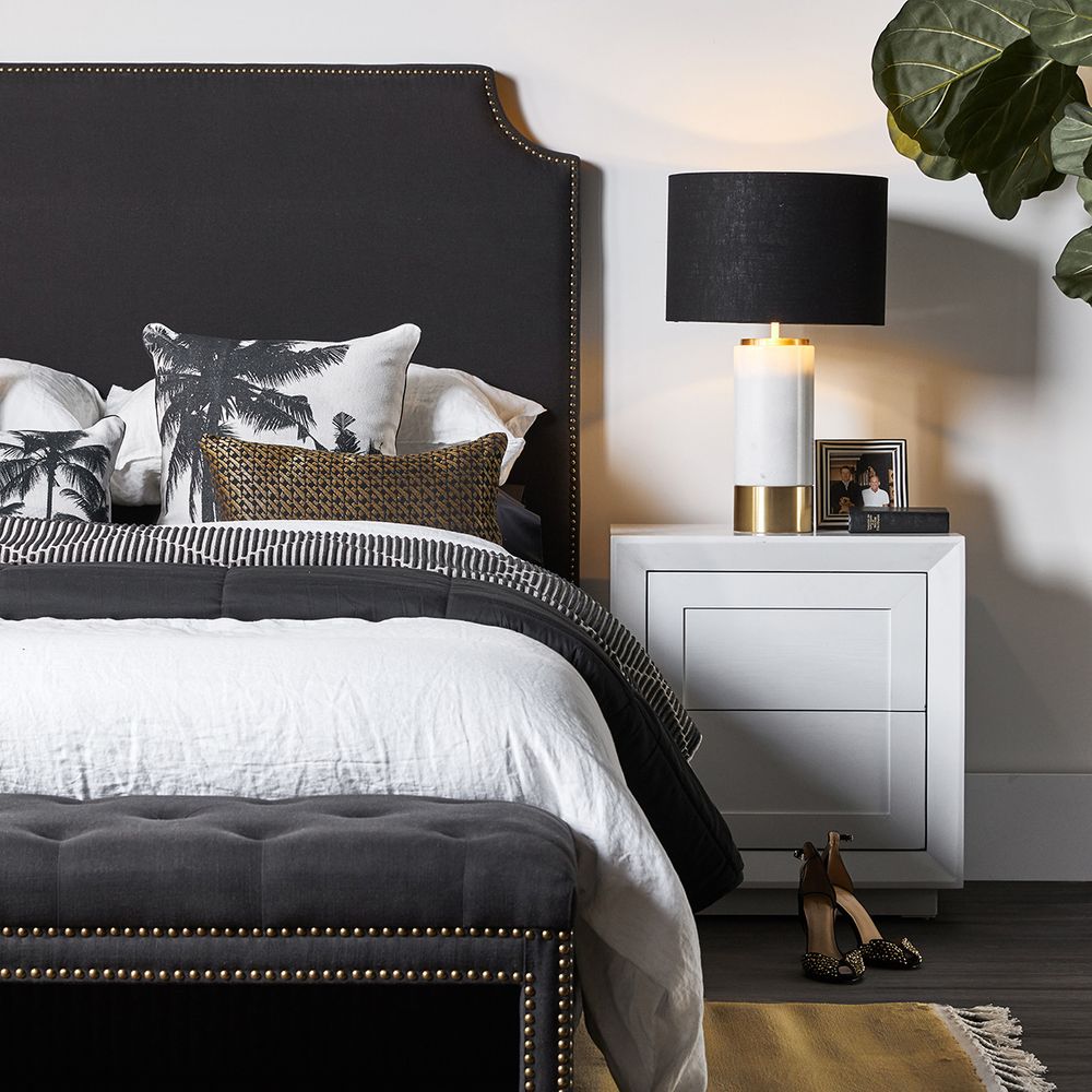 Paola Table Lamp White Base With Black Shade - B11554