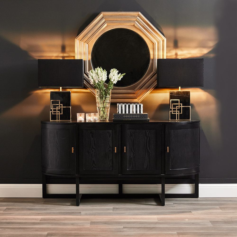 Hearst Table Lamp Brass Base With Black Shade - B11631