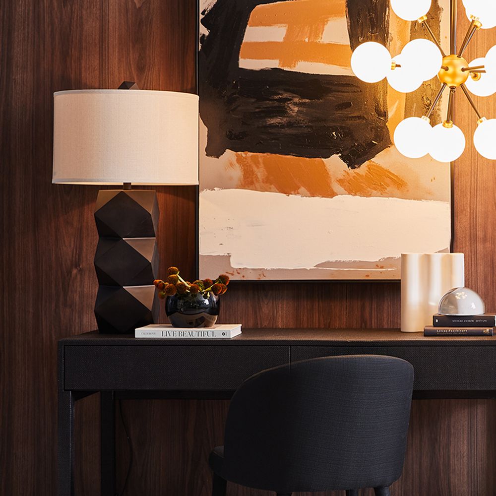 Berlin Table Lamp Black Base With Natural Shade - 12245