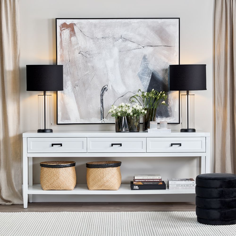 Left Bank Table Lamp Black Base With Black Shade - B12259