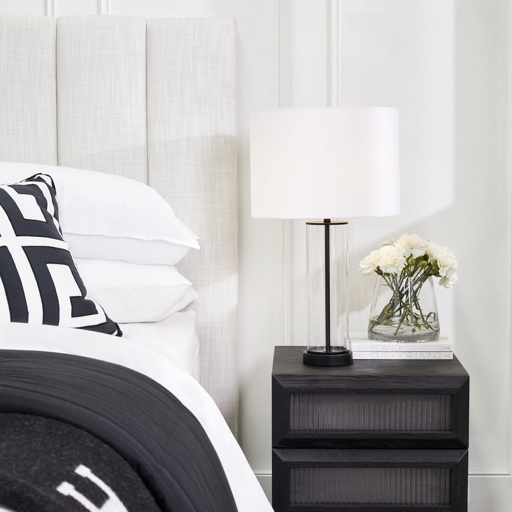 East Side Table Lamp Black Base With White Shade - 12360