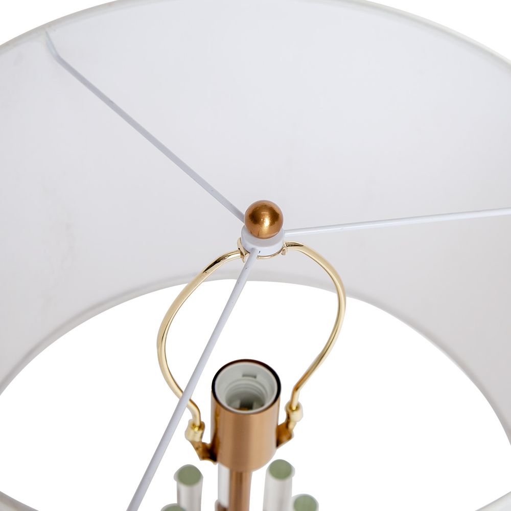 Abbey Table Lamp Brushed Brass Base With White Shade - B13317