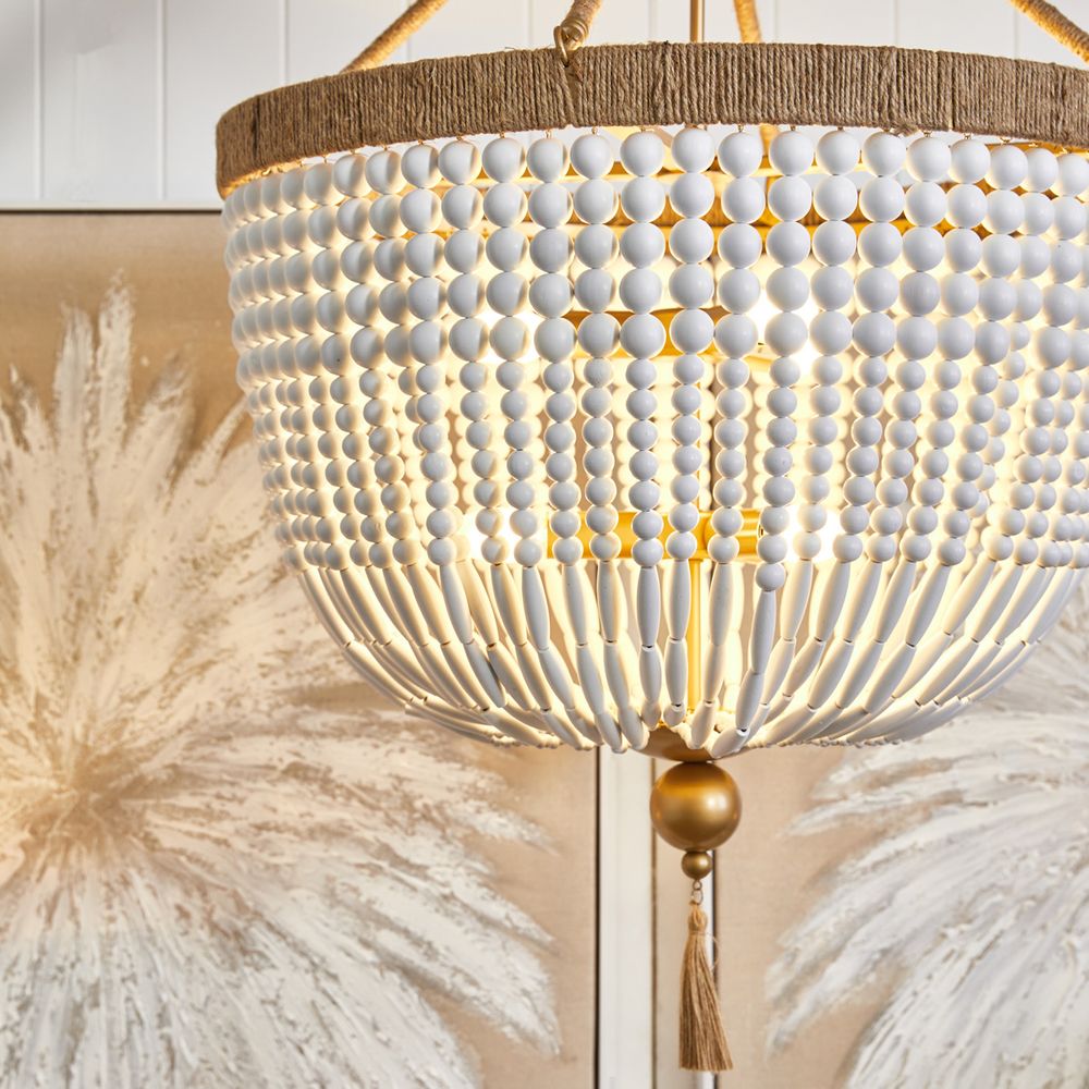 Malabar Beaded Small Pendant Light White & Natural - 20725