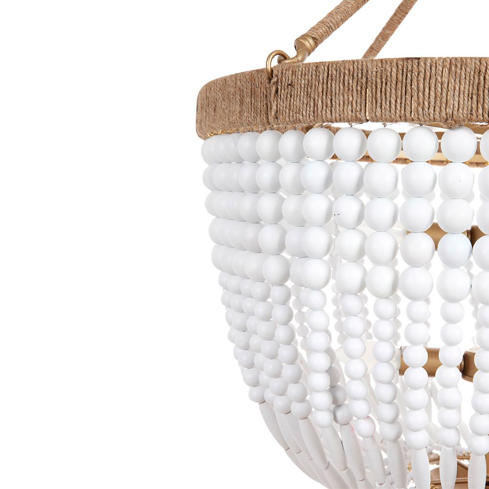 Malabar Beaded Small Pendant Light White & Natural - 20725
