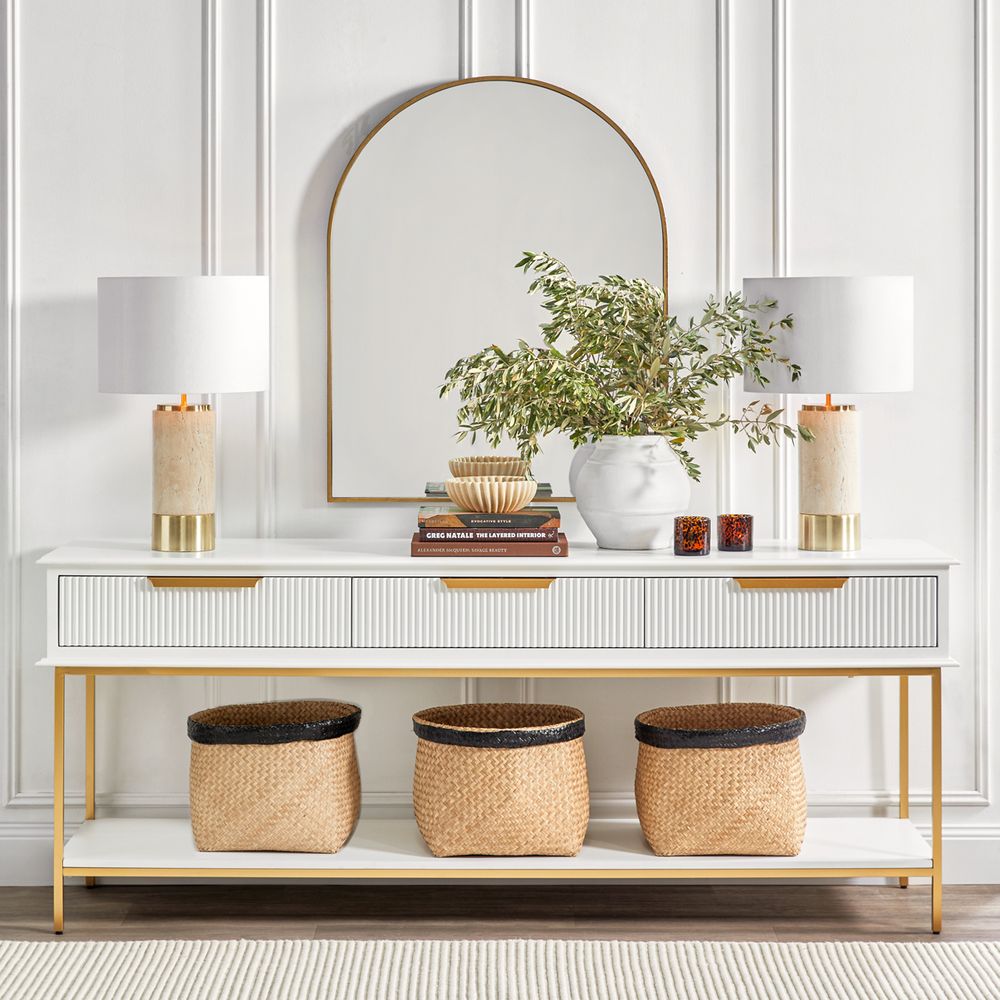Paola Table Lamp Brass Base With White Shade - B12378