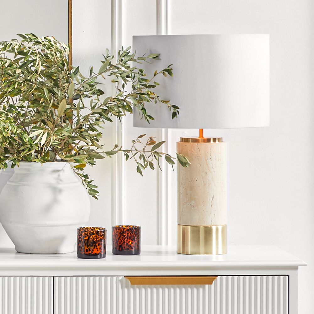 Paola Table Lamp Brass Base With White Shade - B12378
