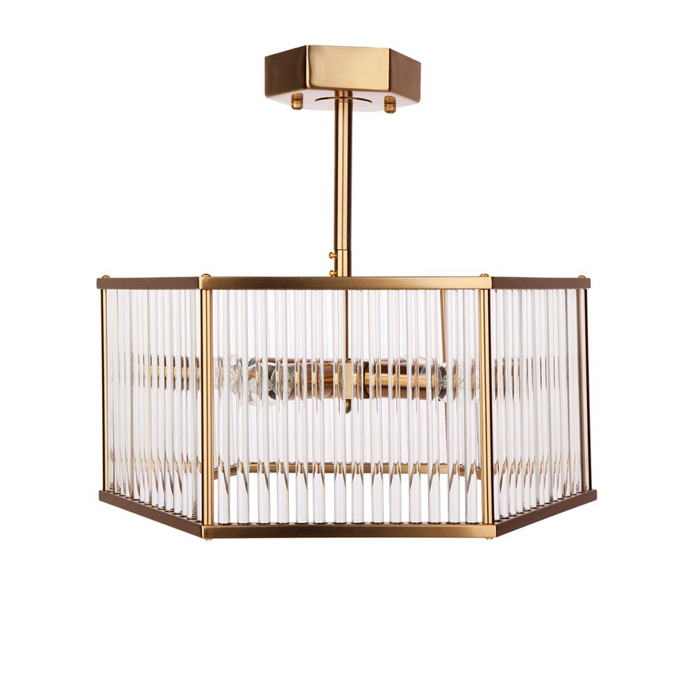 Hexad Flush Mount Light Antique Brass - 20741