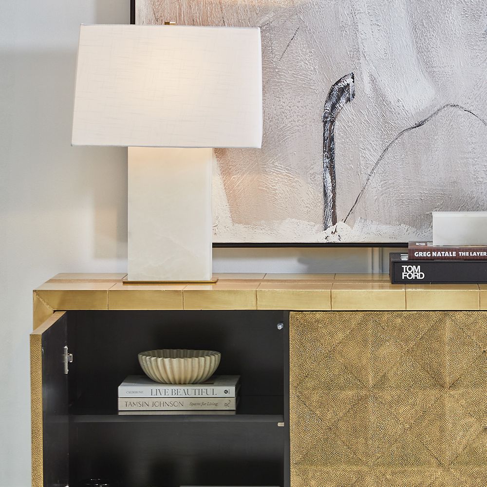 Dominique Table Lamp Brass Base With White Shade - 12255