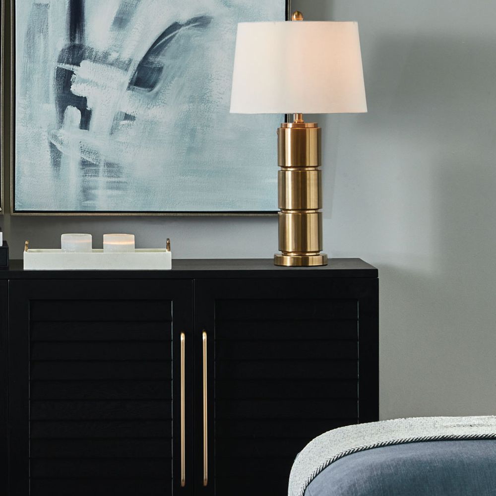 Brixton Table Lamp Brushed Gold Base With White Shade - 13325