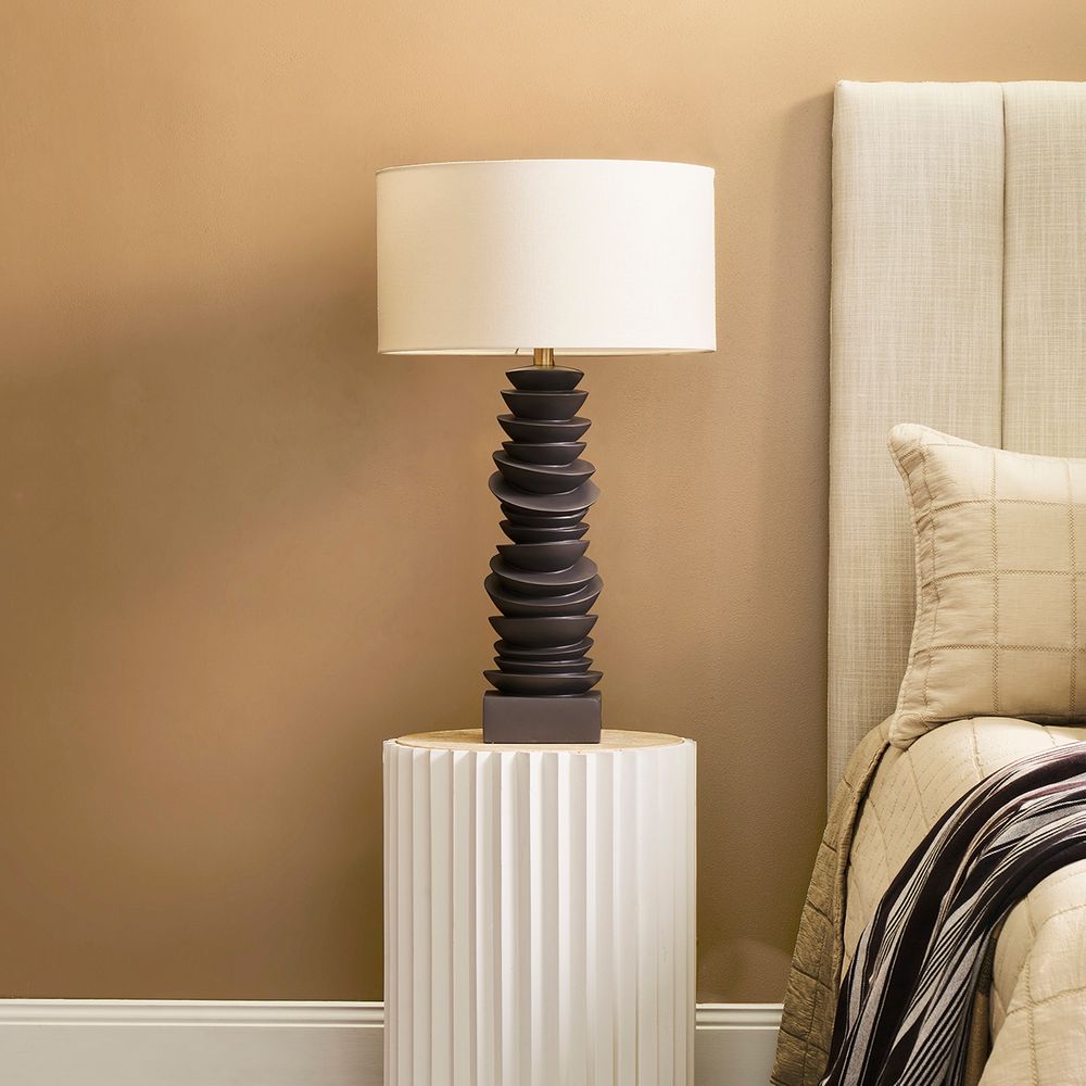 Mendoza Table Lamp Grey Base With White Shade - 12460