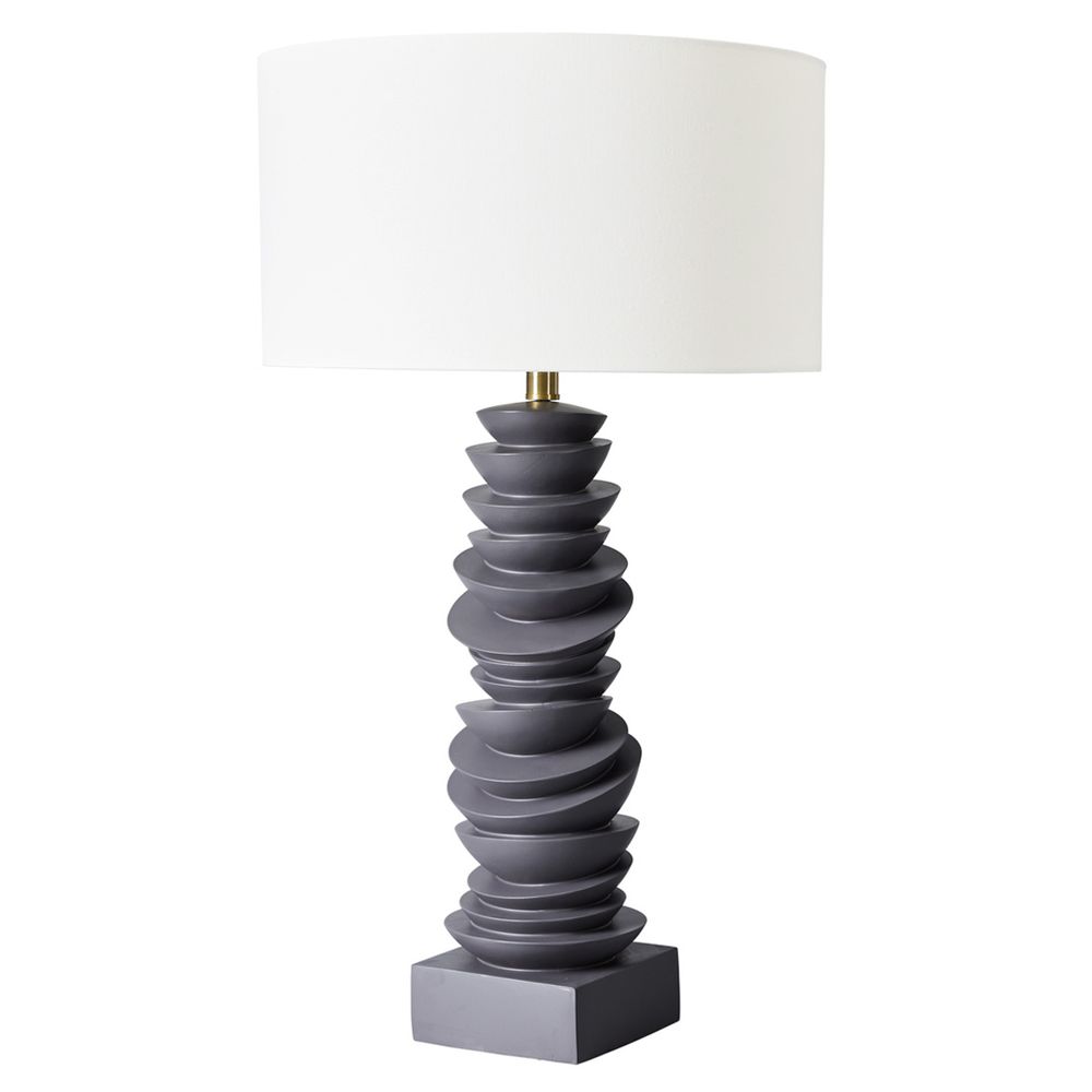 Mendoza Table Lamp Grey Base With White Shade - 12460