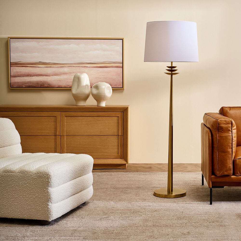 Regina Floor Lamp White & Brass - B12497