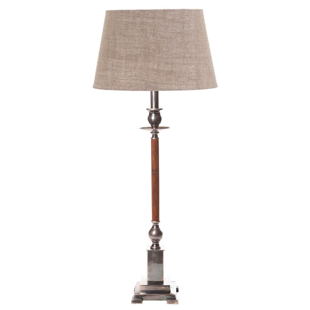 Canterbury Table Lamp Base Only Brass & Wood - Antique Silver - ELPIM50266AS
