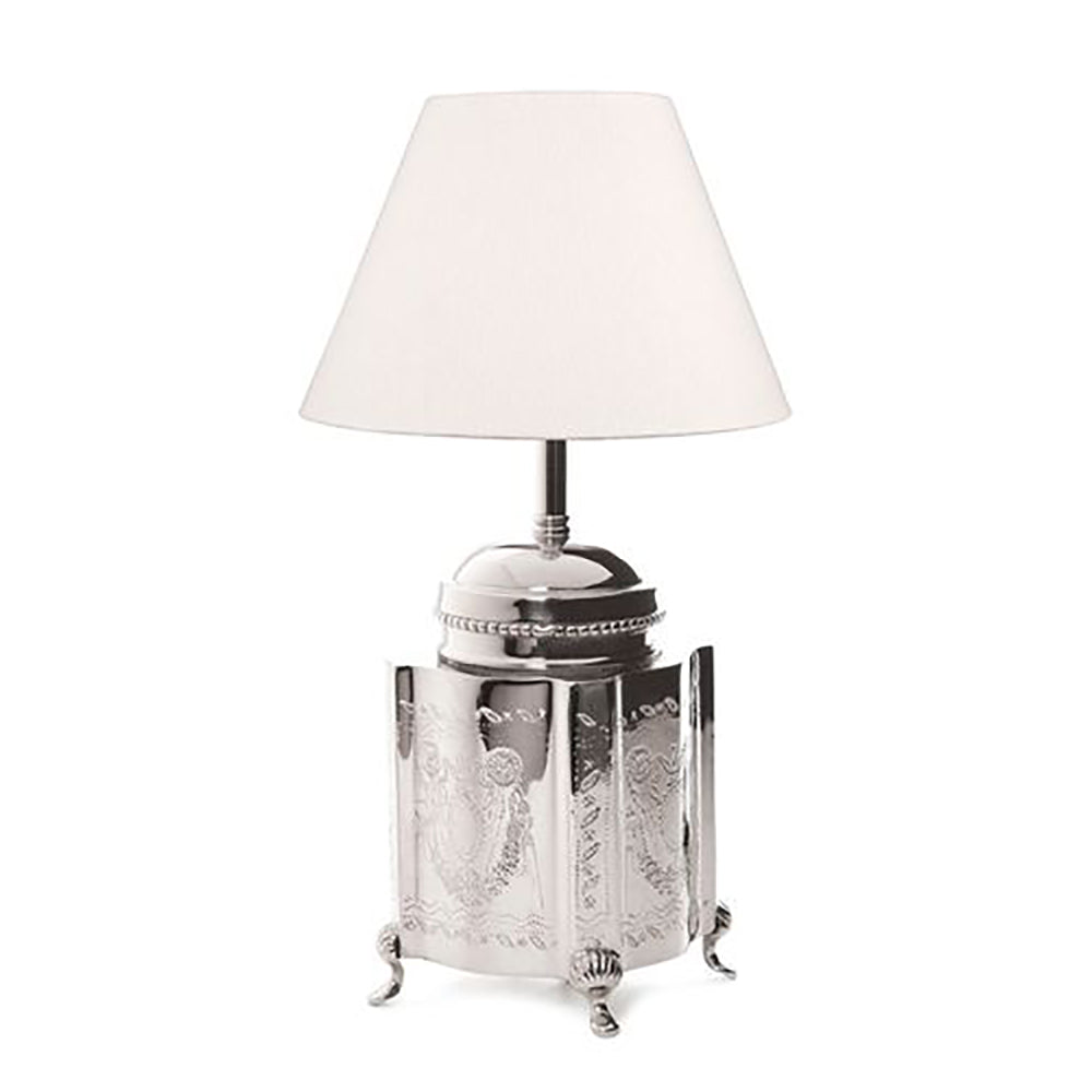 Kensington 1 Light Table Lamp Base Only Shiny Nickel - Engraved Tea Caddy  - ELANK29240SN