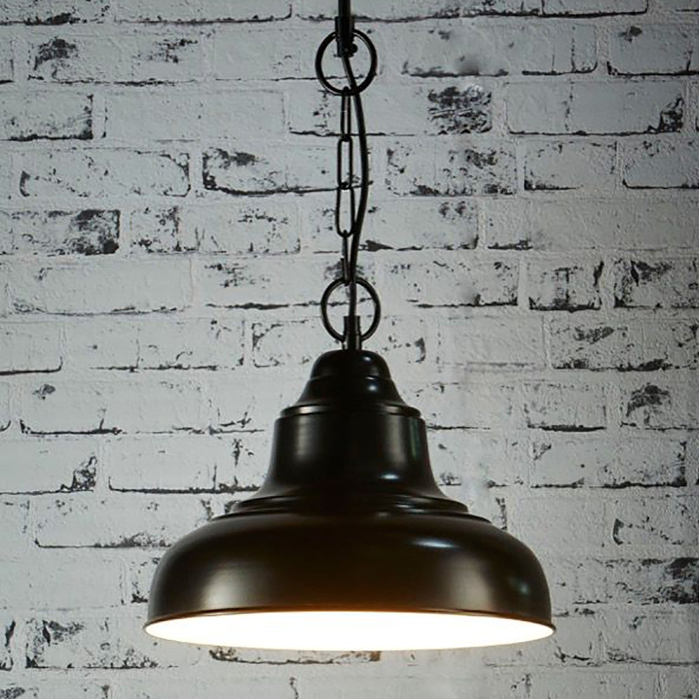 Brasserie 1 Light Pendant Small Black - ELANK39901BLK