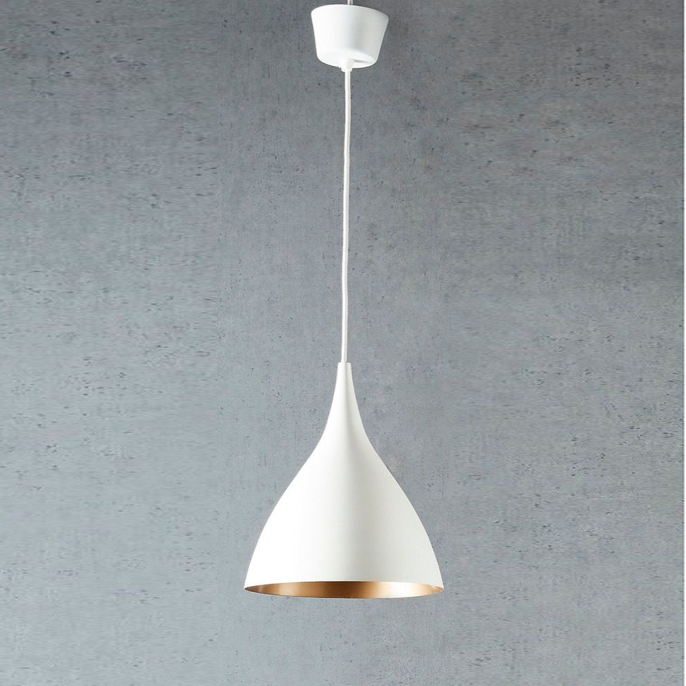 Buy Pendant Lights Australia MacMillan Small Round Pendant White Brass Lining - ELASWGBT28W