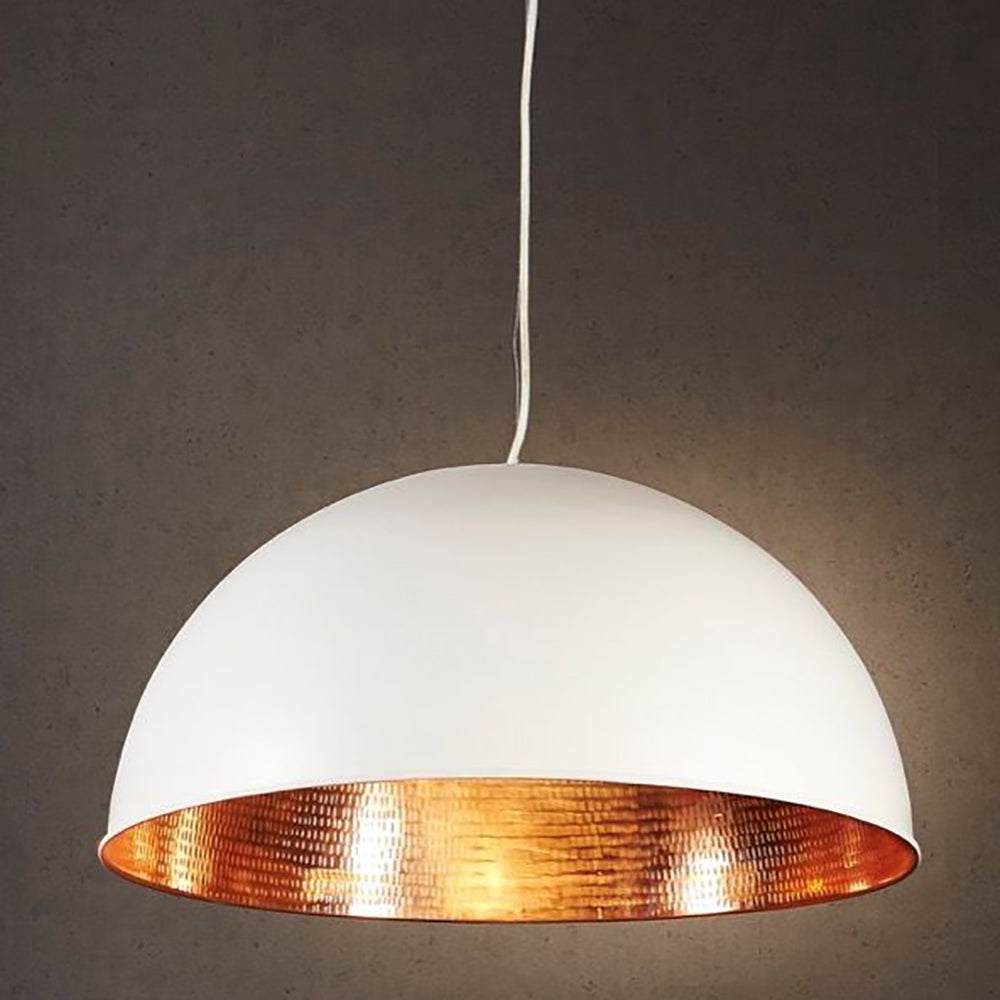 Buy Pendant Lights Australia Alfresco Dome 1 Light Pendant White Copper - ELAWDOMEWHTCOP