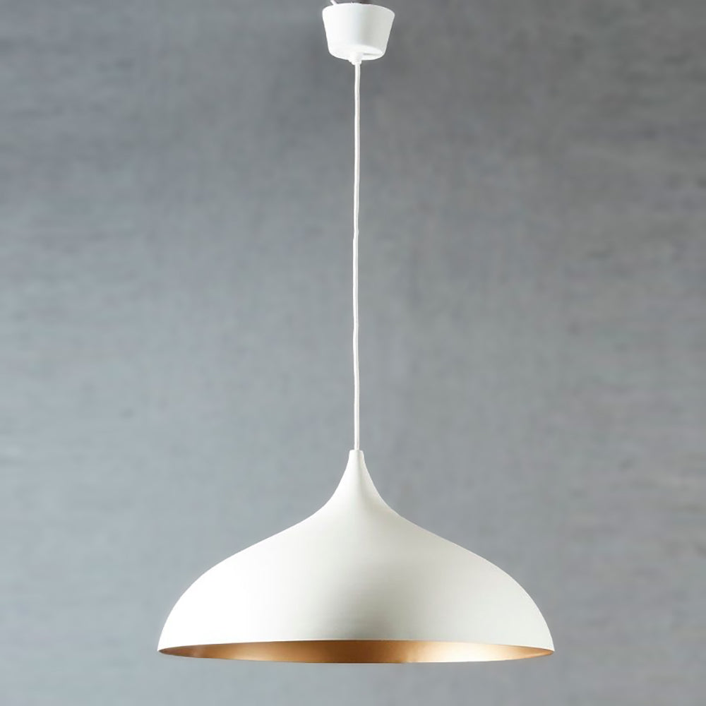 Buy Pendant Lights Australia MacMillan Large Oval Pendant White Brass Lining - ELASWGBT53W