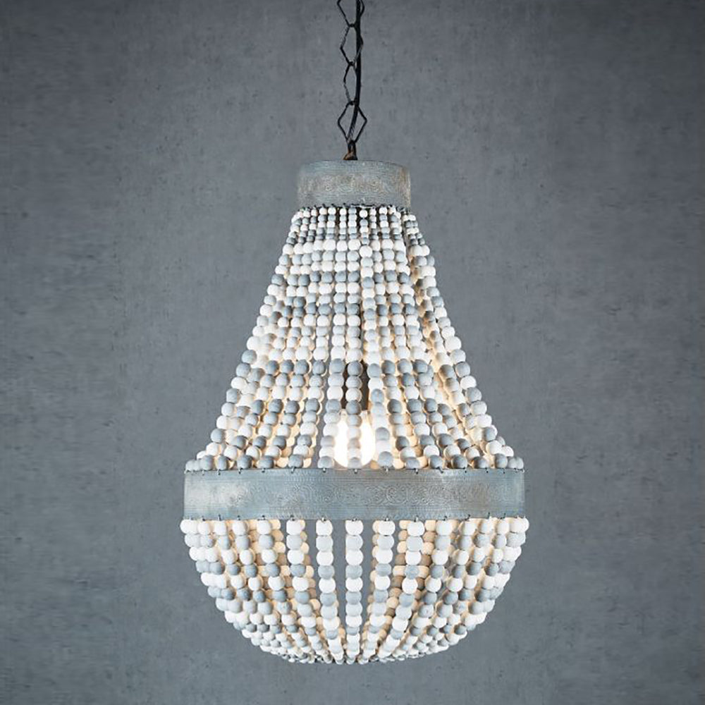 Buy Pendant Lights Australia Kasbah Oval White Beaded 1 Light Pendant - ELMA4232