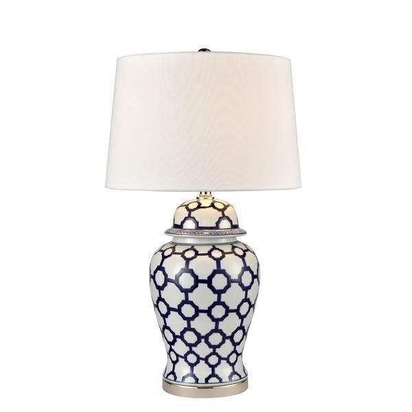 Lucca Jar Shaped Table Lamp Blue & White - OWDU0076