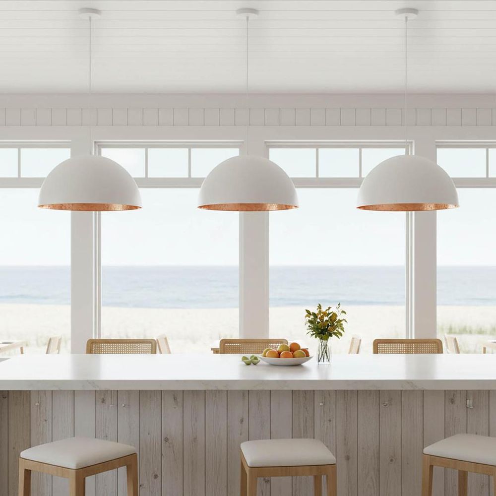 Alfresco Dome 1 Light Pendant White Copper - ELAWDOMEWHTCOP