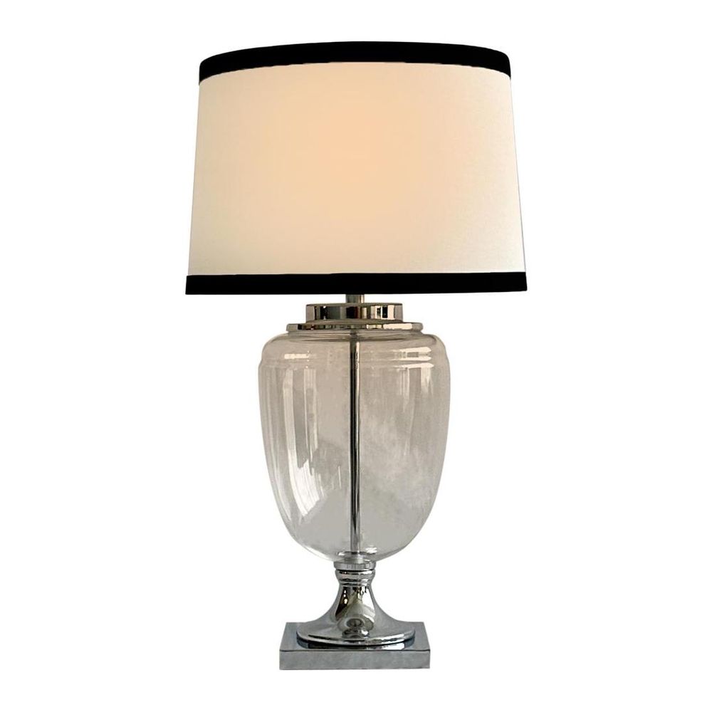 Charlotte Table Lamp Nickel & Clear (Black Trim) - OWDU0121