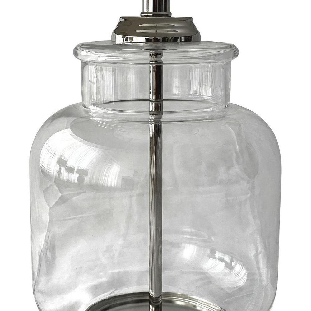 Regency Table Lamp Glass & Nickel Base With Natural Linen Shade - OWDU0114
