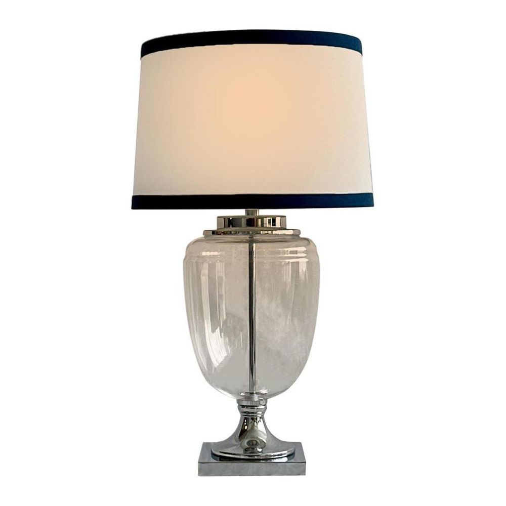 Charlotte Table Lamp Nickel & Clear (Navy Trim) - OWDU0120