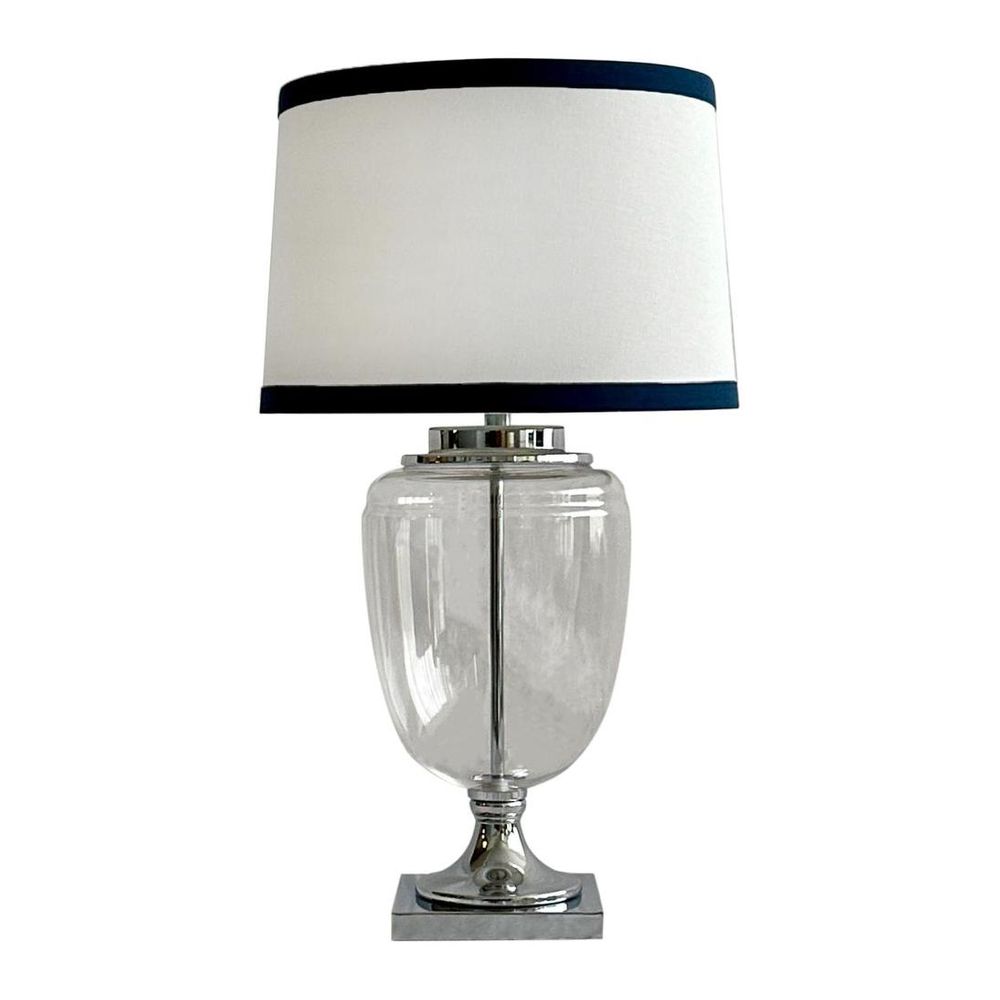 Charlotte Table Lamp Nickel & Clear (Navy Trim) - OWDU0120