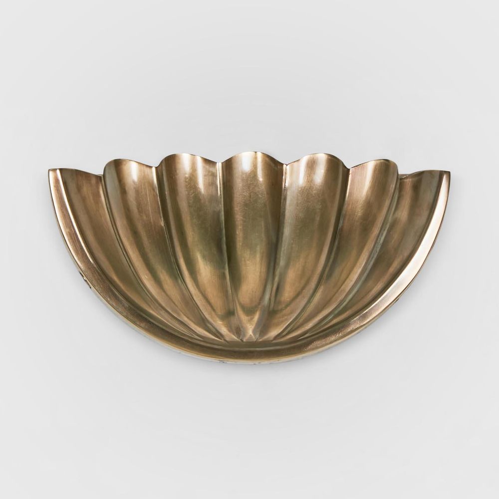 Half Moon Shell Shade Small Wall Light Antique Brass - ELPIM31607