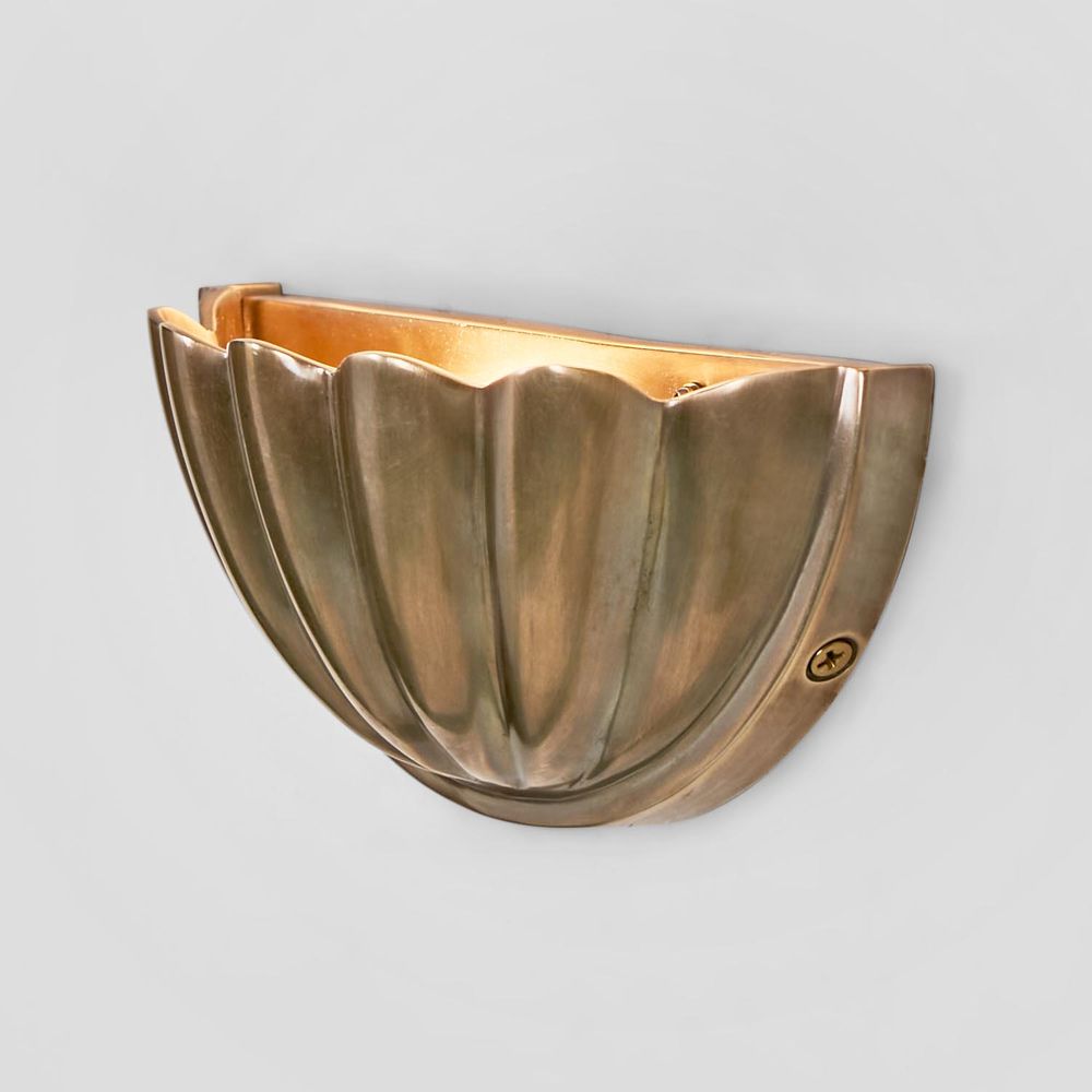 Half Moon Shell Shade Small Wall Light Antique Brass - ELPIM31607