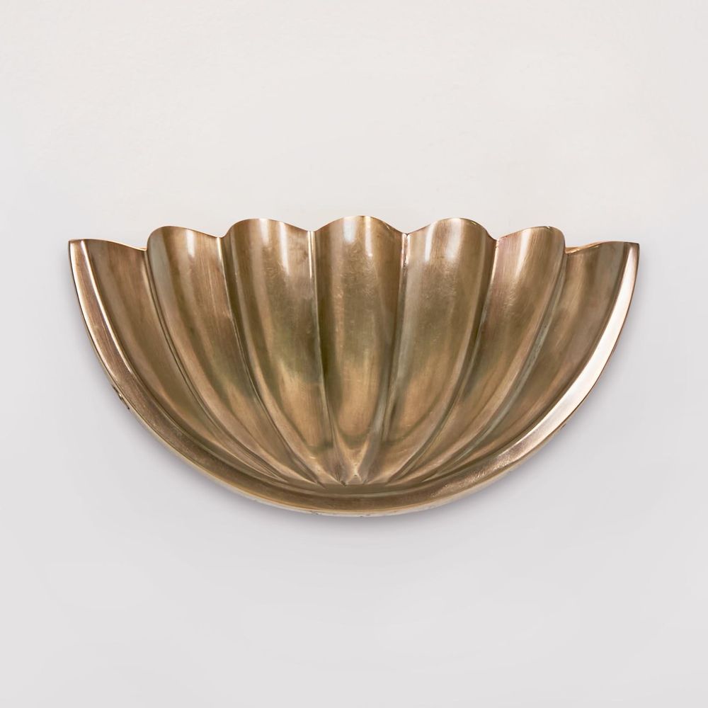 Half Moon Shell Shade Small Wall Light Antique Brass - ELPIM31607