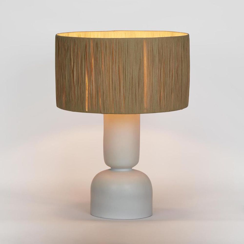 Clem Small Table Lamp with Raffia Shade White - MRDLMP0023R
