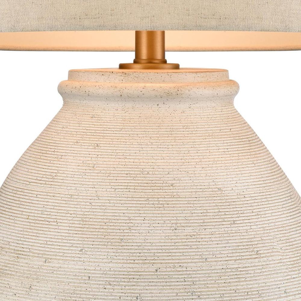 Forbes Table Lamp White Sandstone Base With Linen Shade - ELUC002