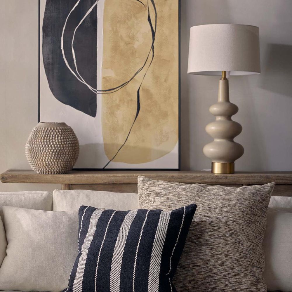 Linden Table Lamp Sandstone Base With Linen Shade - ELUC007