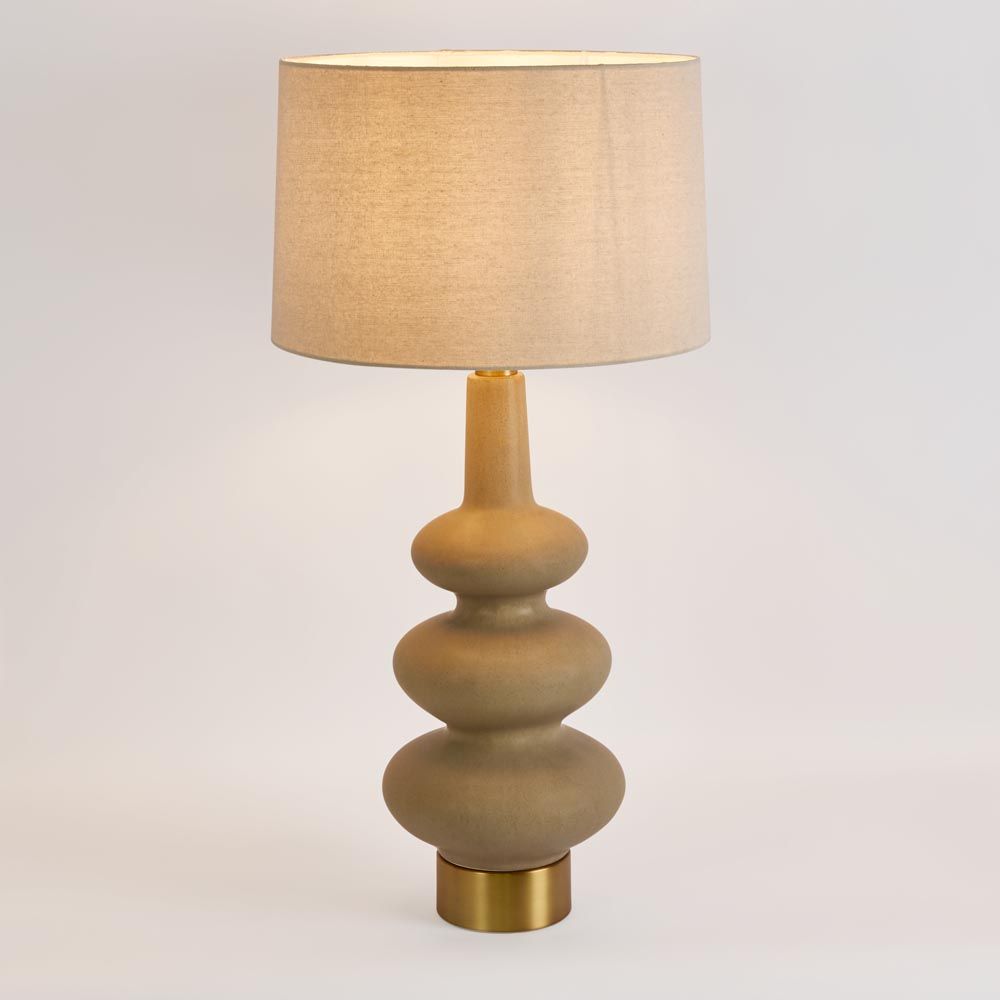 Linden Table Lamp Sandstone Base With Linen Shade - ELUC007